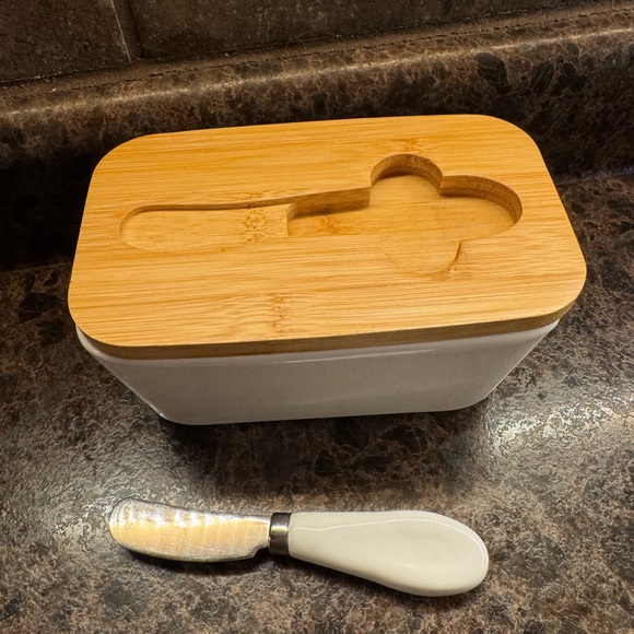 Butter Dish with Bamboo Lid and Spreader BRAND NEW - Picture 5 of 6